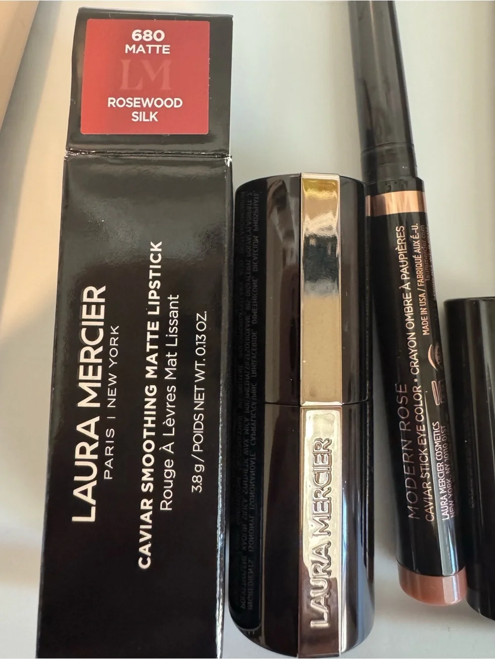 laura mercier Modern Rose Lipstick & Eye Color Set with Nude Primer and Brush